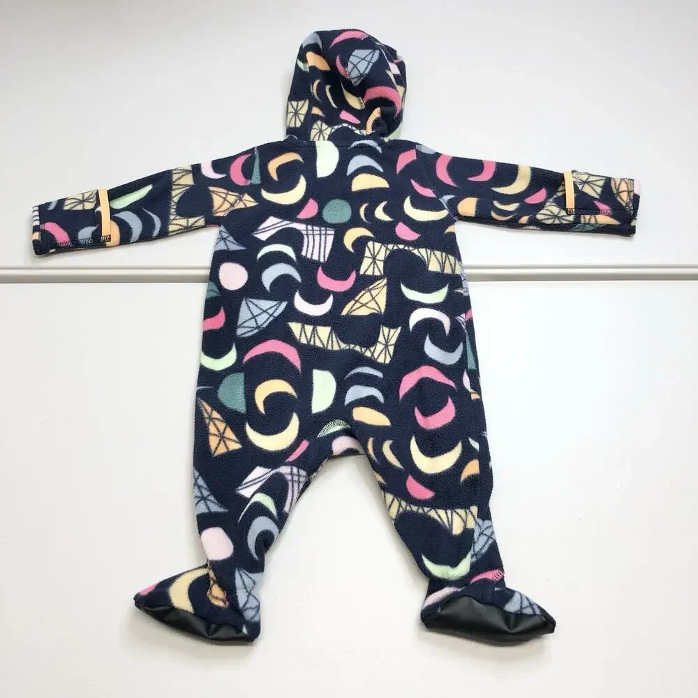 PATAGONIA Infant Micro D Fleece Bunting Suit 3-6M Crescent Moons Mirage Navy - Picture 11 of 12